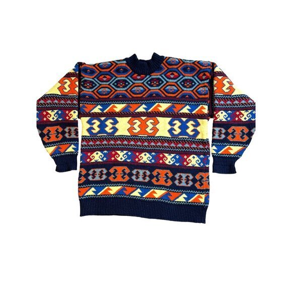 Wool Time Collection Other - Wool Time Collection Vintage Sweater 100% Shetland‎ Wool Geo Pattern Mens Large